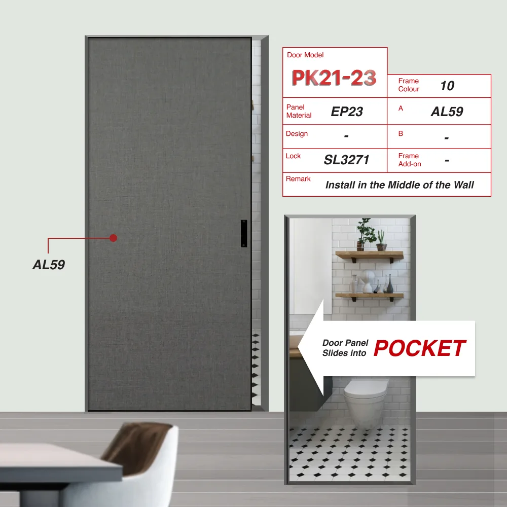Black Pocket Sliding Door PK21-23 Black Pocket Sliding Door PK21-23 with Supreme Grey Cloth (AL59)