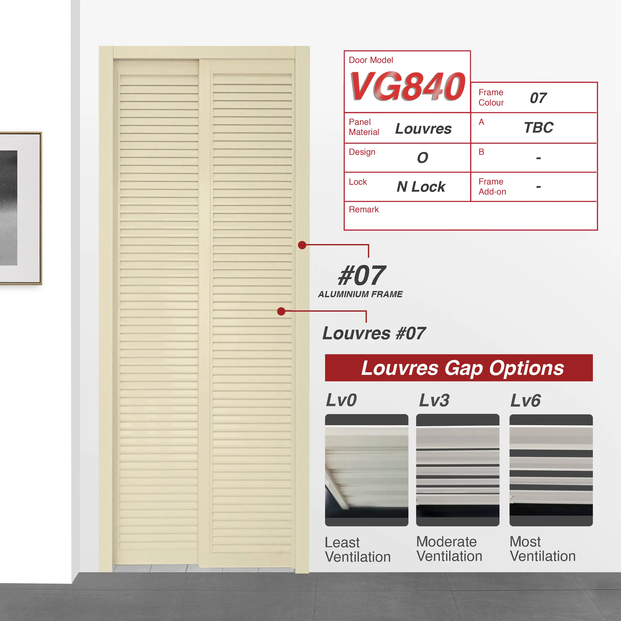 AD85 Paper Bark 6mm Louvres Slide & Swing Door with No Design AD85 Paper Bark Slide & Swing Door Made with 6mm Louvres