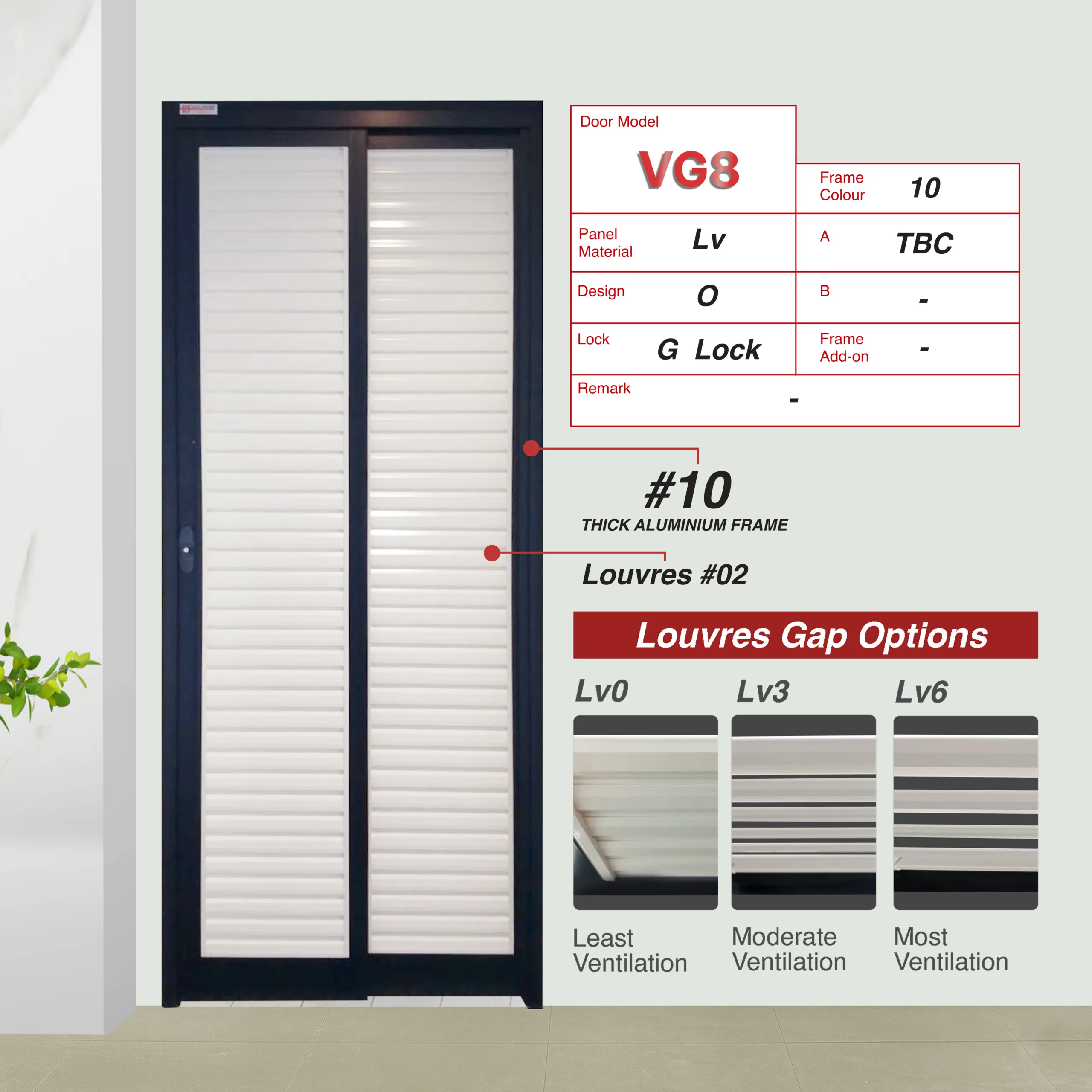 AD85 Off White 0mm Louvres Slide & Swing Door with No Design AD85 Off White Slide & Swing Door Made with 0mm Louvres