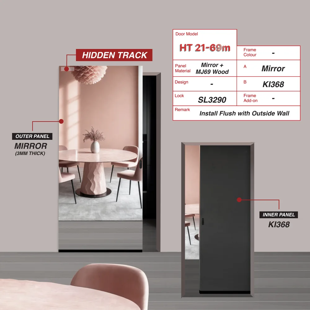Hidden Track Sliding Door HT-21-69m with Black Cement (KI368)