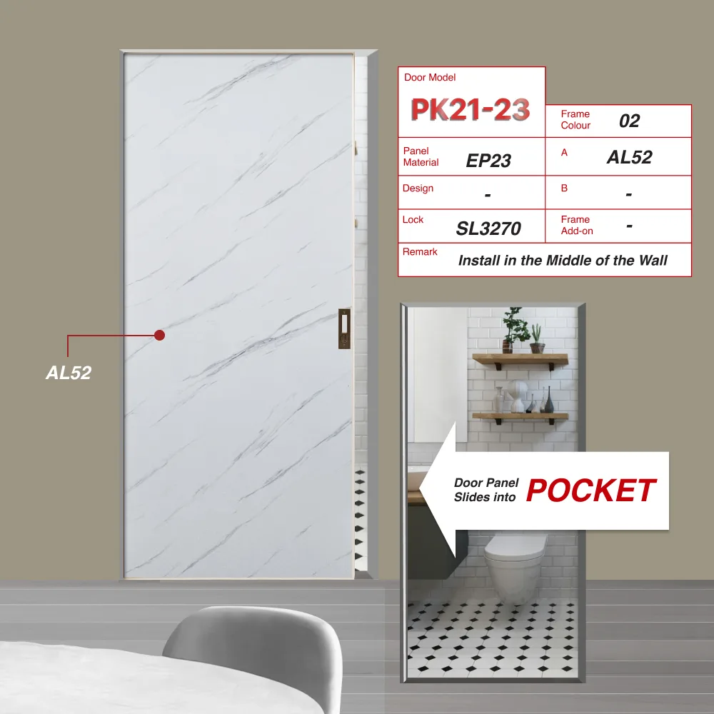 Off White Pocket Sliding Door PK21-23 with Volakos White [Glassy] (AL52) 