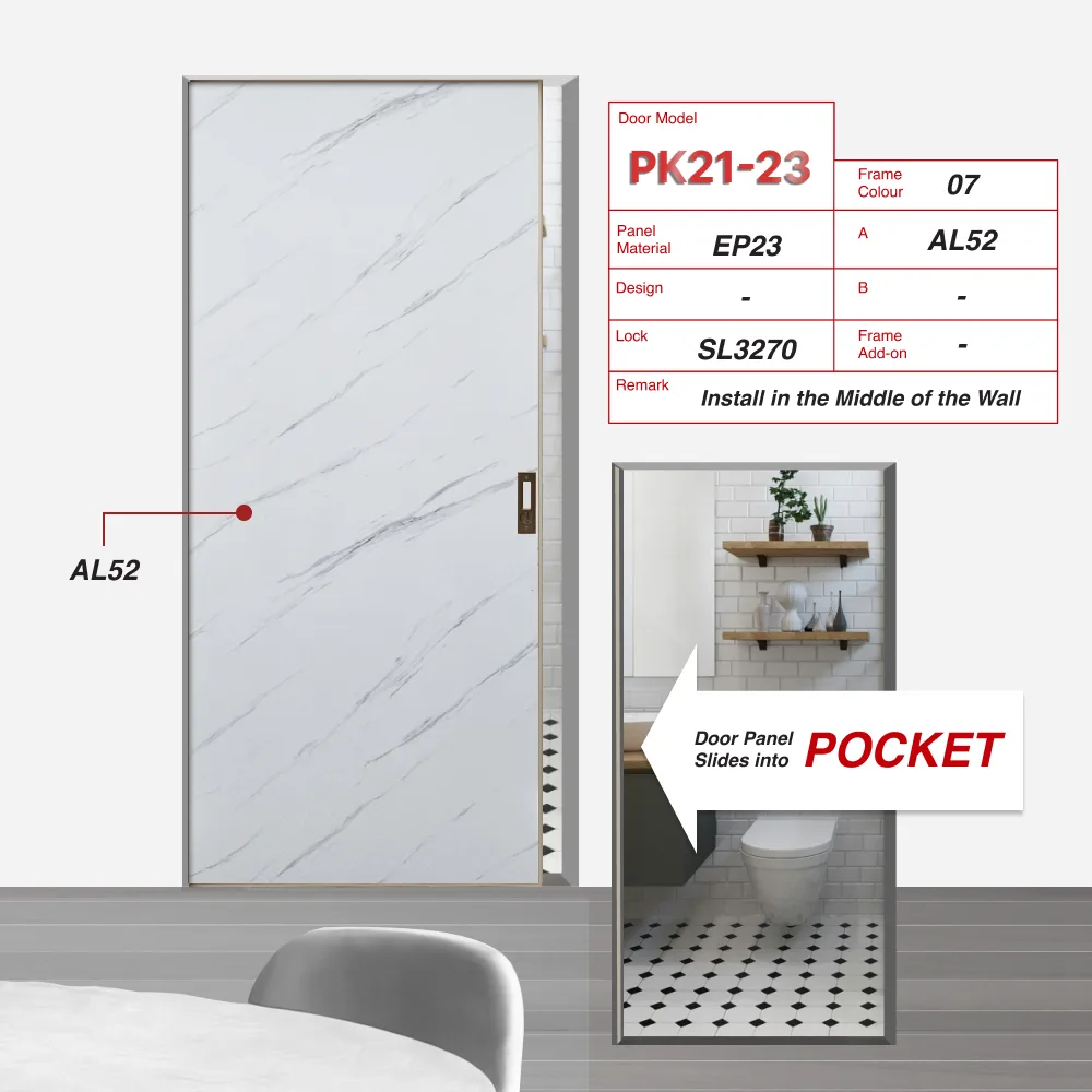 Paper Bark Pocket Sliding Door PK21-23 with Volakos White [Glassy] (AL52) 