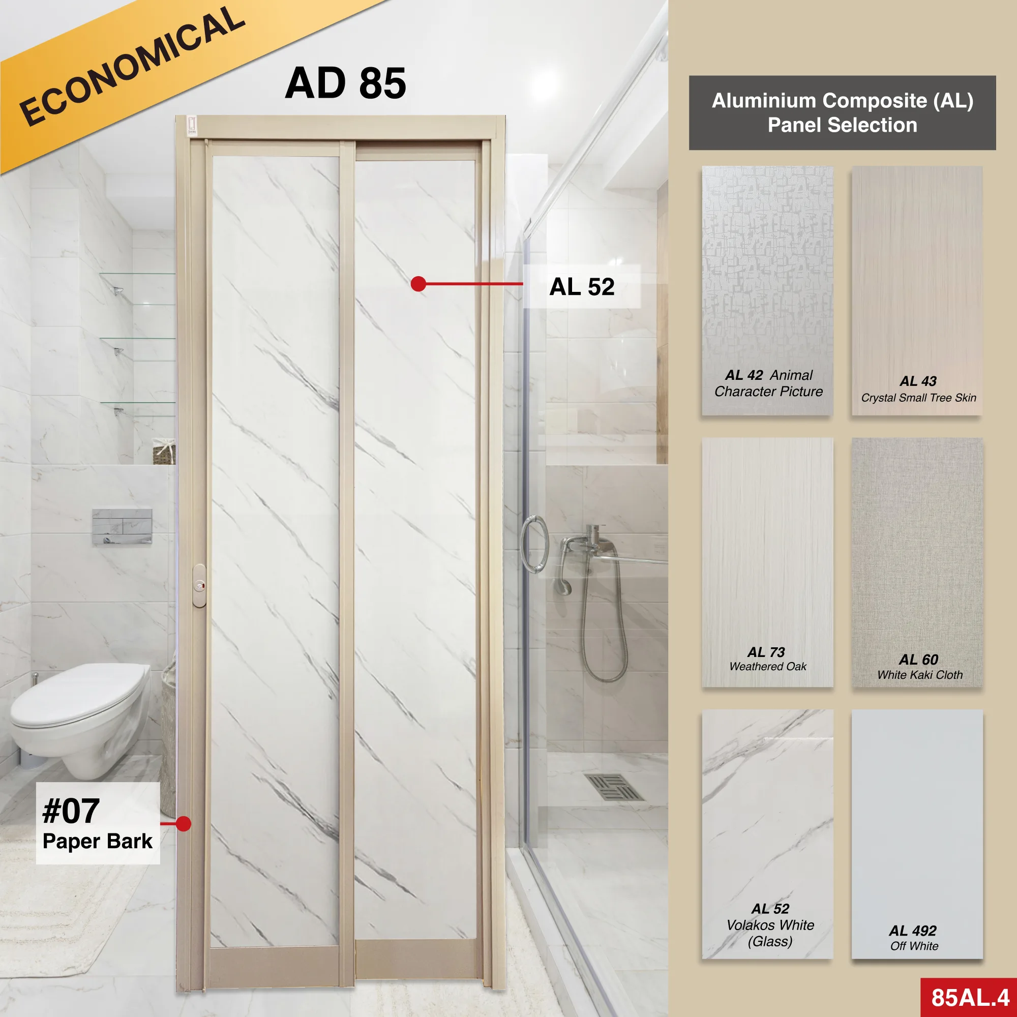 Off White Slide and Swing 3.0: AD85 Slide and Swing Door Design O with Volakos White [Glossy] (AL52)