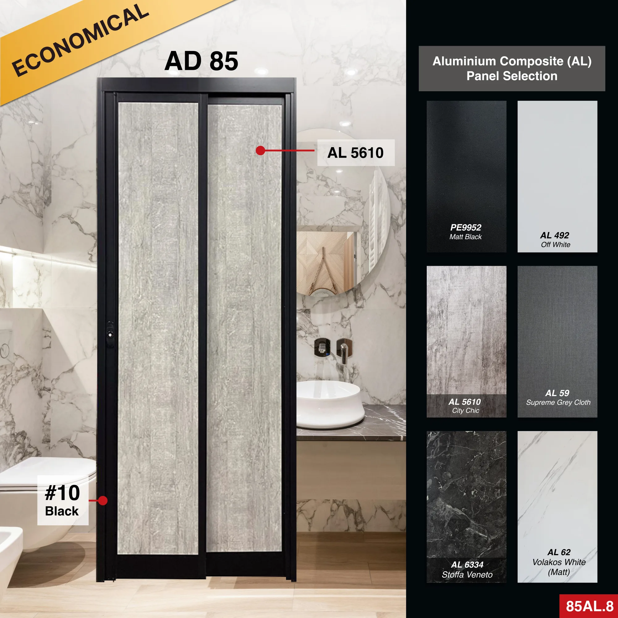 Off White Slide and Swing 3.0: AD85 Slide and Swing Door Design O with Volakos White [Glossy] (AL52)